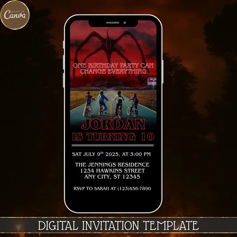Animated Stranger Things Birthday Invitation: 80s Retro Video (Digital Download) | Etsy (Global)