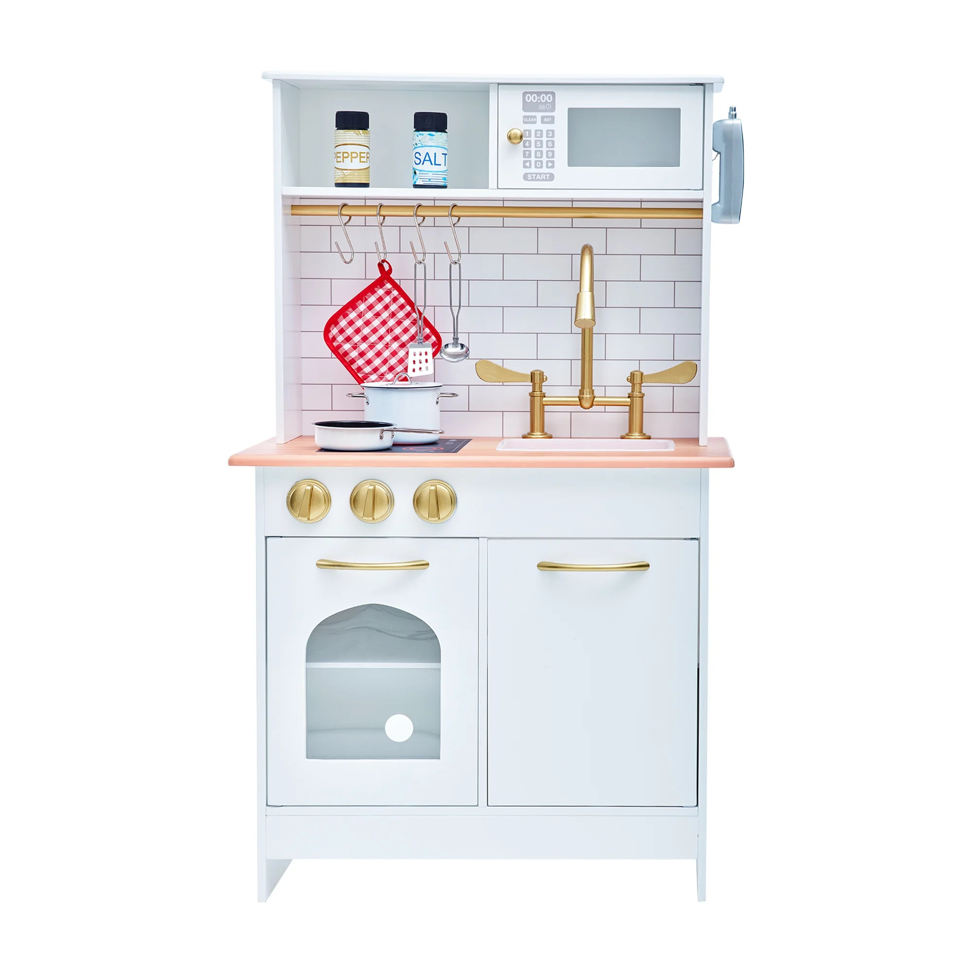 Teamson Kids Little Chef Boston Modern Play Kitchen - White / Wood | Walmart (US)