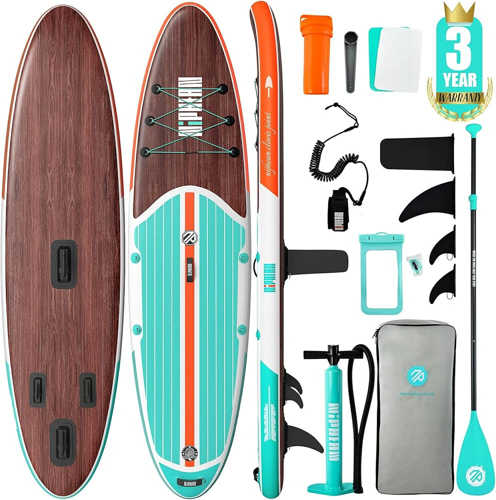 Niphean Inflatable Stand Up Paddle Board with SUP Accessories, Anti-Slip EVA Deck, 10’6’’ I... | Amazon (US)