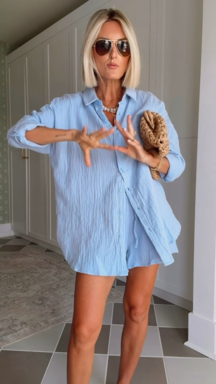 One of the girls on my team had this set in this color, and I loved it! I had previously had it in white, but this blue is so pretty! Wearing M! Loverly Grey, Amazon, matching set, summer outfit, cover up, vacation looks

#LTKootd #LTKSeasonal #LTKTravel