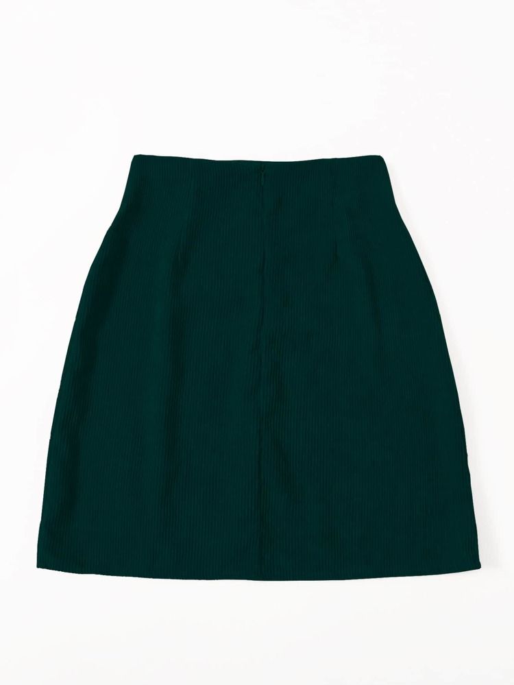 Split Hem Zipper Back Corduroy Skirt | SHEIN