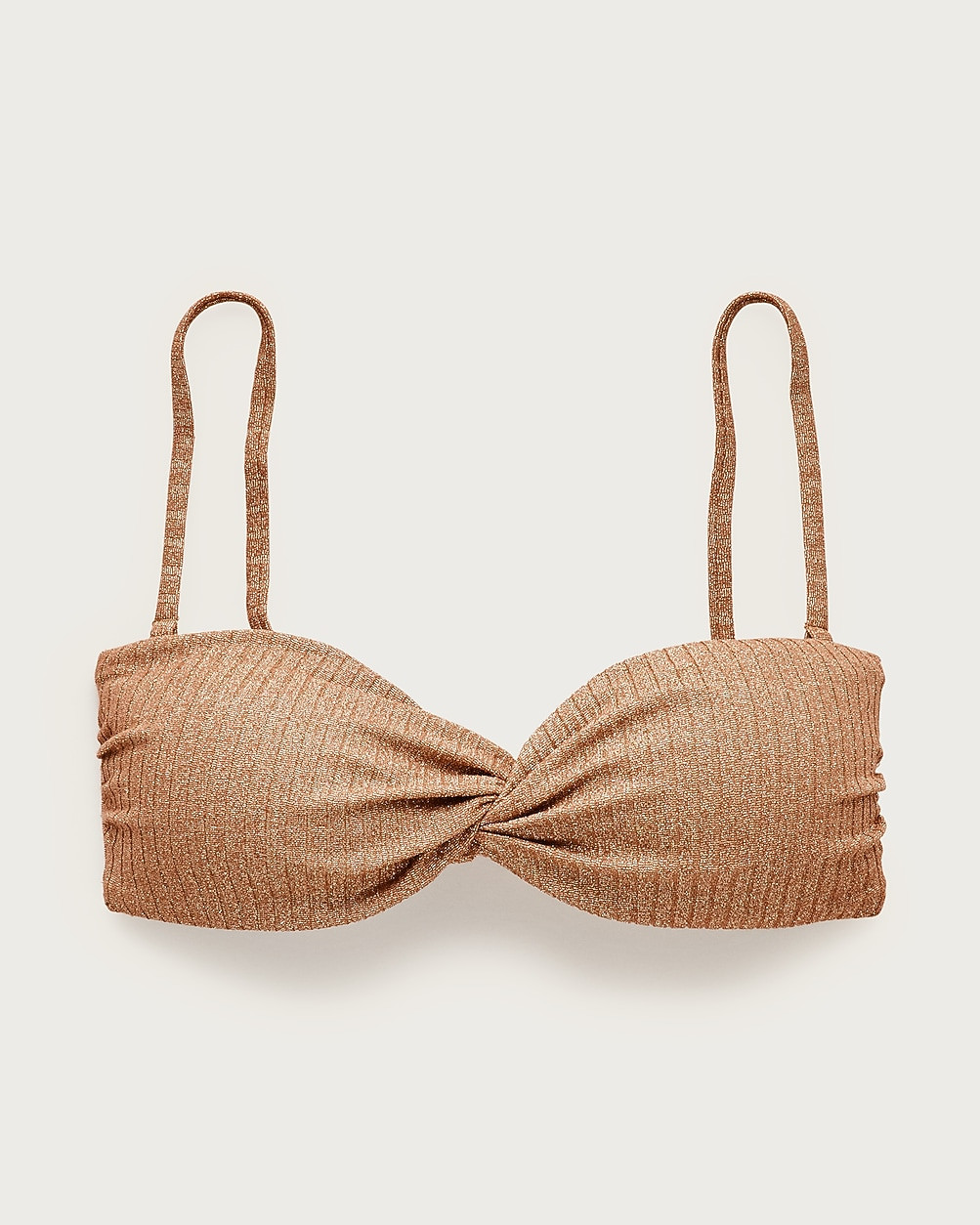 Sparkle rib twist bandeau bikini top | J. Crew US
