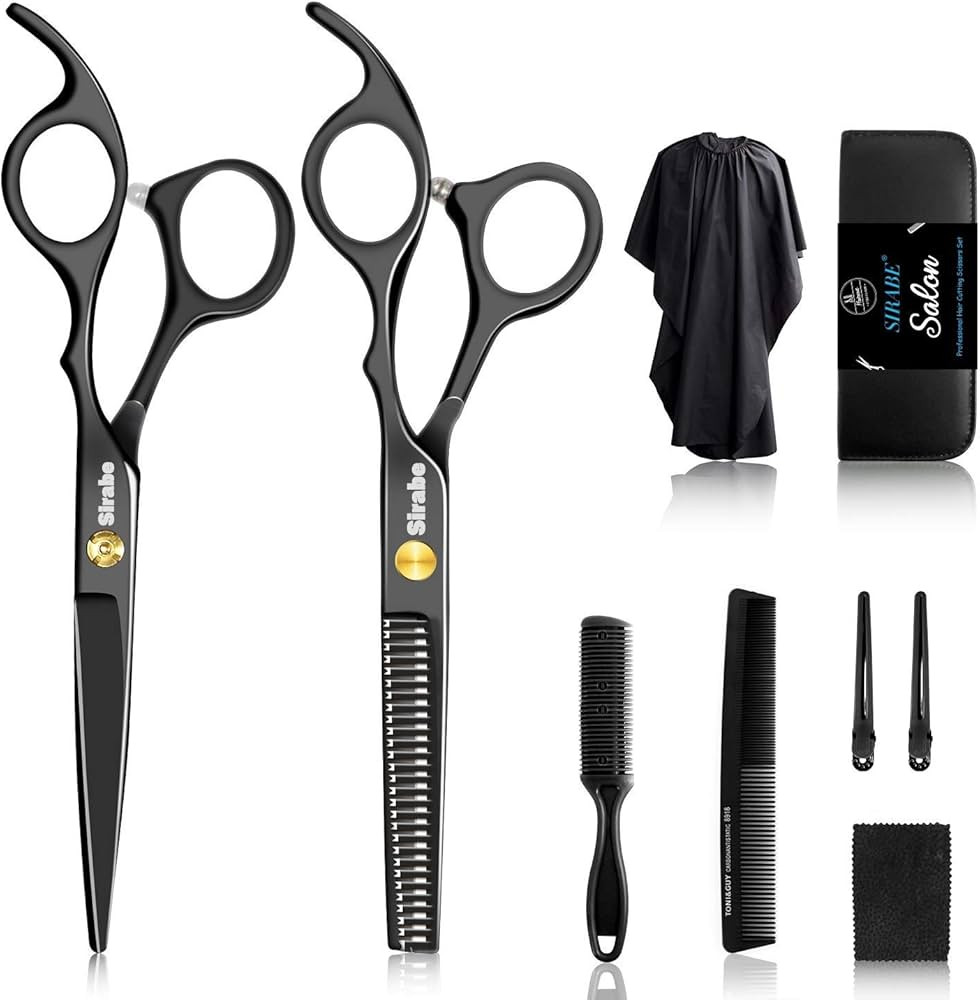 Sirabe 10 PCS Hair Cutting Scissors Set, Professional Haircut Scissors Kit with Cutting Scissors,... | Amazon (US)