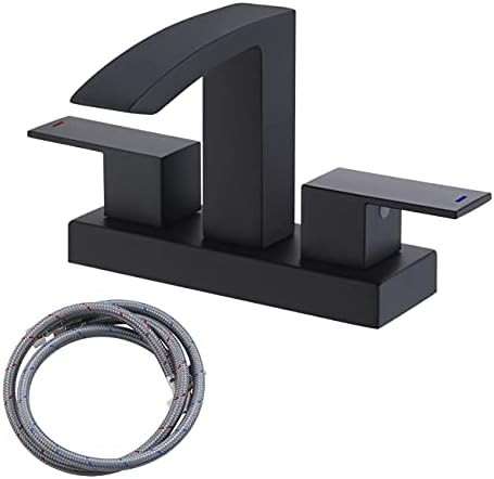 KES Bathroom Sink Faucet Matte Black Two Handle Faucet 4 Inch Centerset Waterfall Modern Style Va... | Amazon (US)