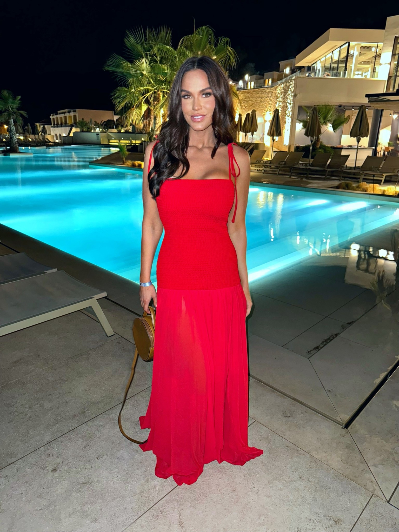 Red floor length maxi with tie strap detail and chiffon bottom. 

#LTKsummer #LTKdatenight #LTKuk