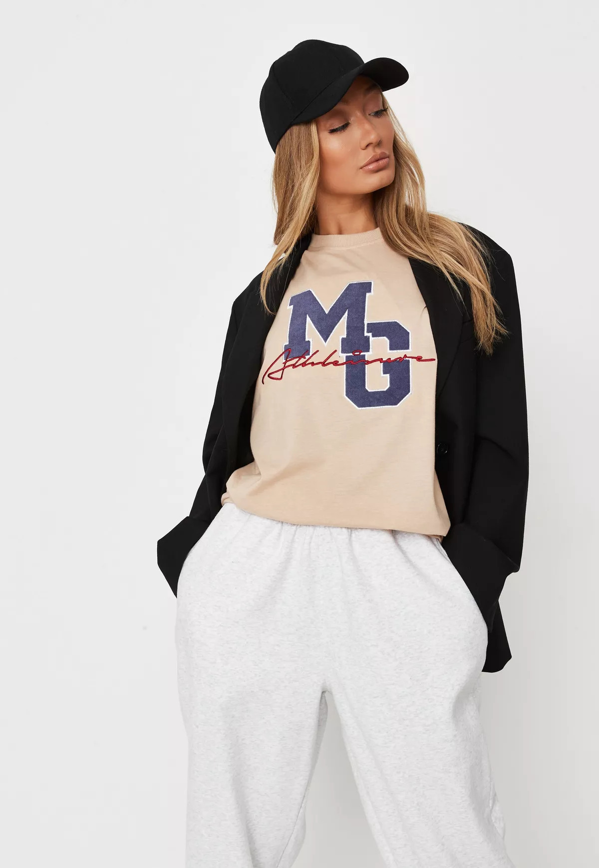 Missguided - Ecru MG Graphic Oversized T Shirt | Missguided (US & CA)