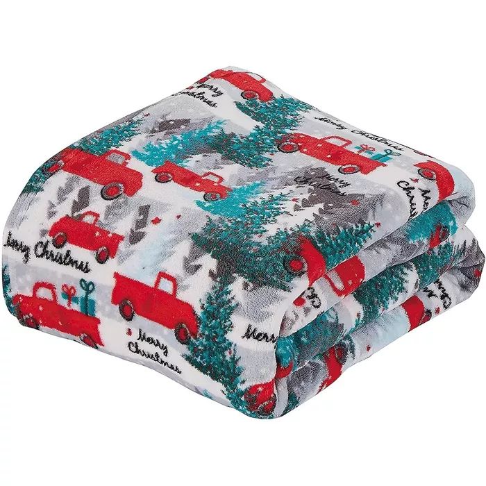 Kate Aurora Merry Christmas Red Pickup Trucks Ultra Soft & Plush Throw Blanket - 50 in. W x 60 in... | Target