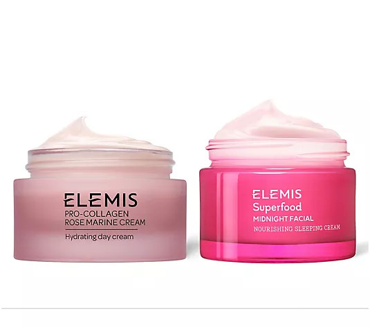 ELEMIS Pro-Collagen Rose Marine Cream & Midnight Facial Am/Pm - QVC.com | QVC