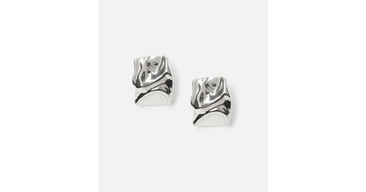 Freedom Silver Molten Stud Earrings | New Look | New Look (UK)