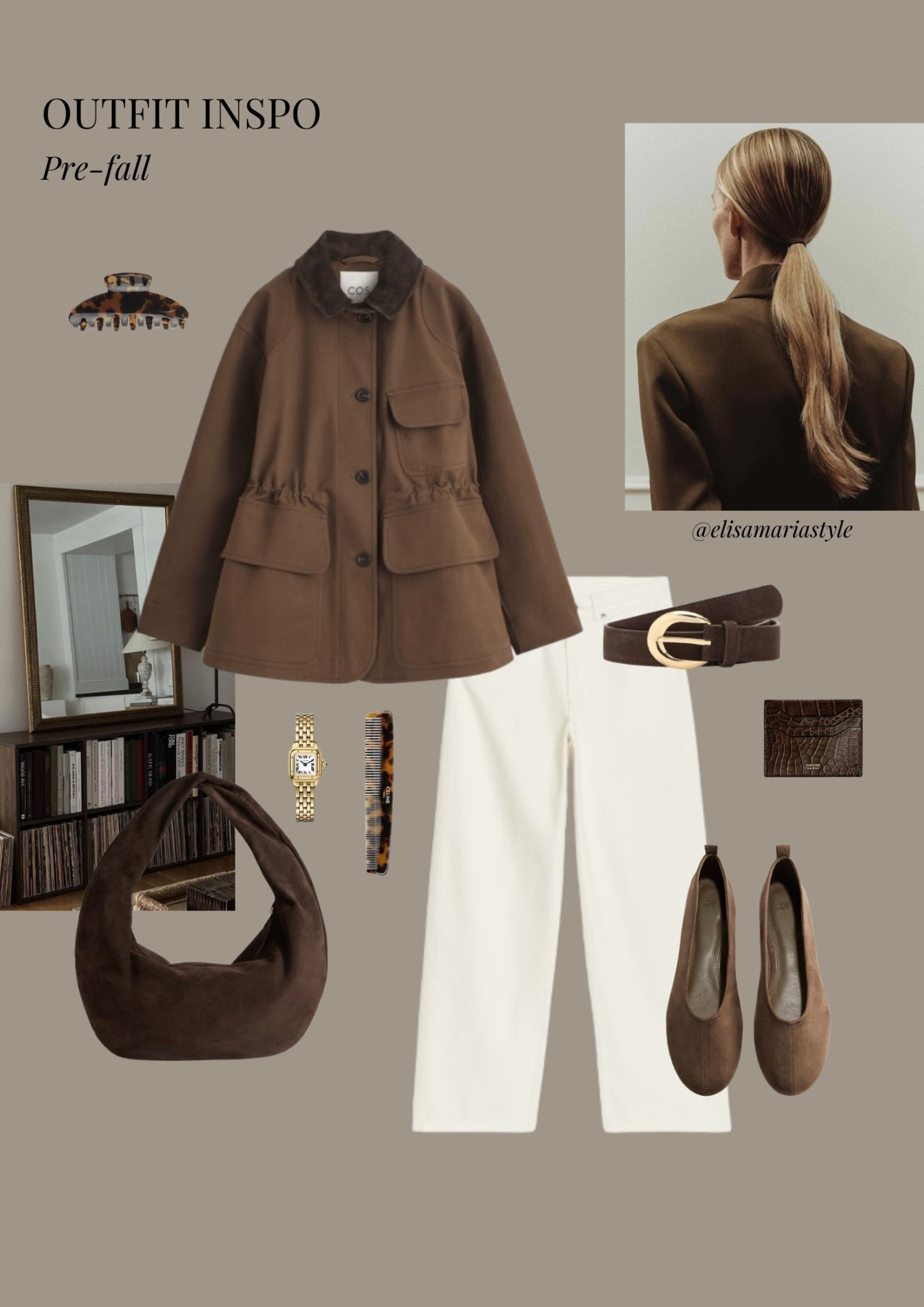 Utility jacket, suede ballerinas and bag, white jeans outfit idea for fall 🤎

#LTKbag #LTKshoes #LTKautumn