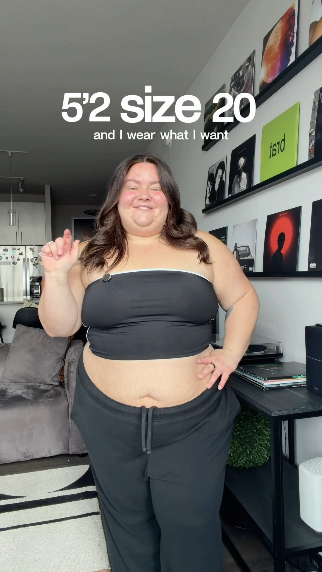 this plus size outfit is an INSTANT confidence boost (and I get so many compliments when I wear it)! 🌸
outfit details: 
- dress: old amazon x @tenickab 
- cargo pants: @Eloquii  elements / old navy CJR collab 3X
- sneaks: @adidas  
- tube top: klassy size 3X
- sweatpants: @Torrid  size 2