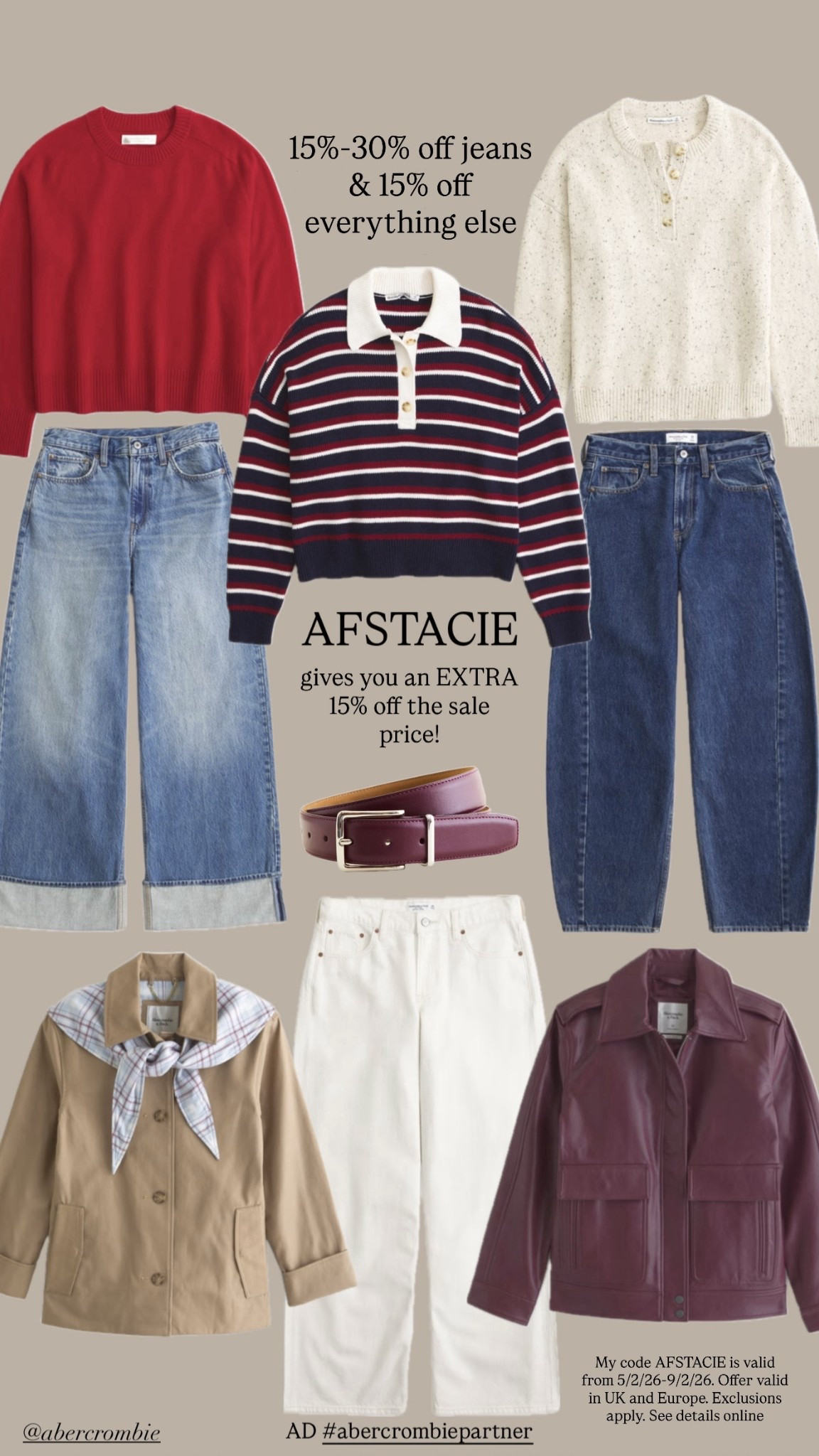 AFSTACIE for an extra 15% off @abercrombie viral denim sale! 
15-30% off jeans & 15% off everything else.
Offer ends 09/02. Exclusions apply. See details online. 
AD 

#LTKsale #LTKspring #LTKjeans