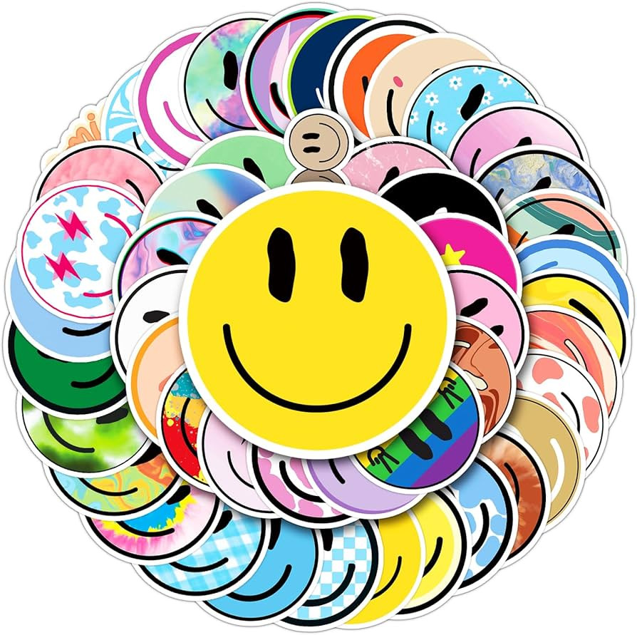 50PCS Smiling Stickers, Cute Water Bottle Stickers for Kids, for Teaching Rewards, Notebooks, Sta... | Amazon (US)