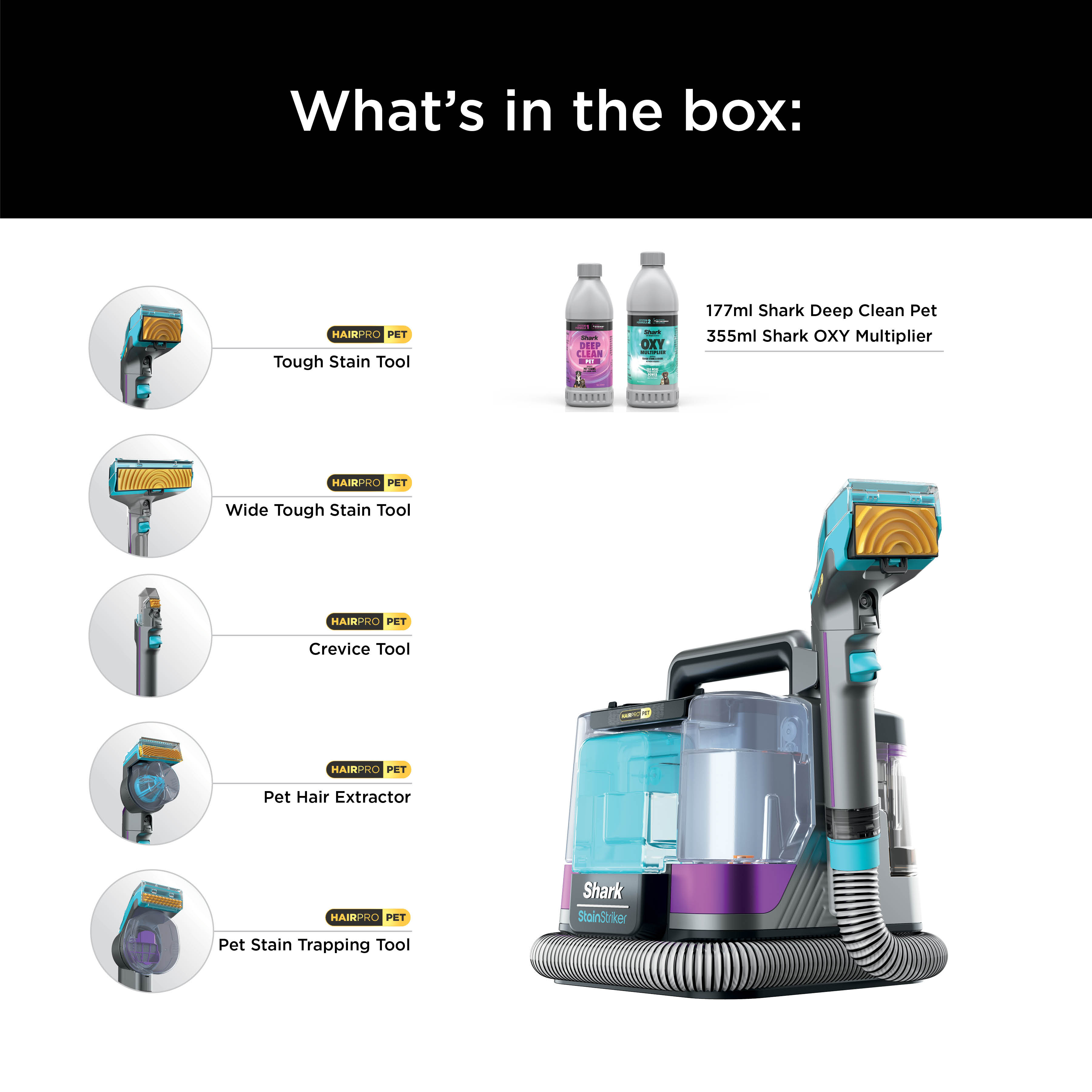 Shark StainStriker HairPro Pet Stain & Spot Cleaner PX250UKT | Shark Clean UK