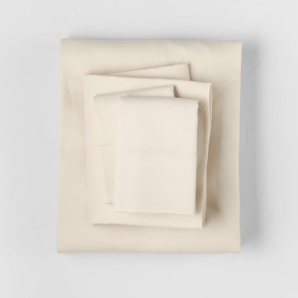 California King Linen Blend Sheet Set Natural - Casaluna | Target
