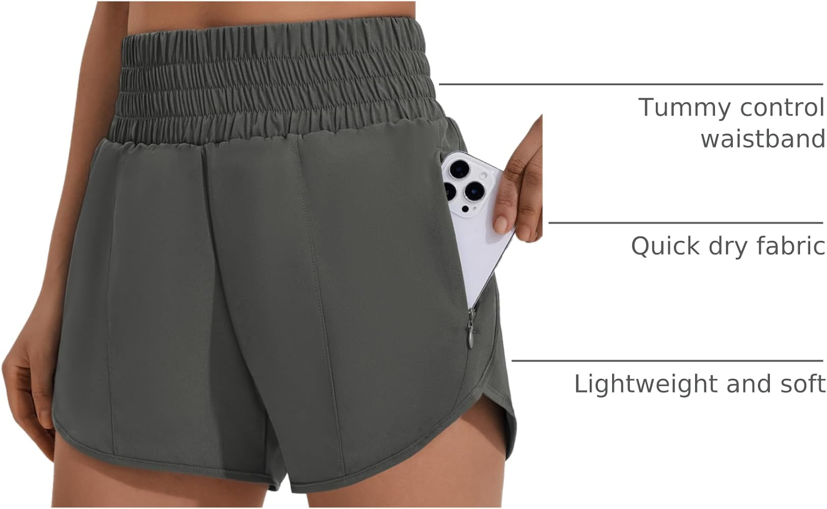 PINSPARK Women 3'' High Waisted Running Shorts Athletic Workout Short Quick Dry Mesh Liner Dolphi... | Amazon (US)