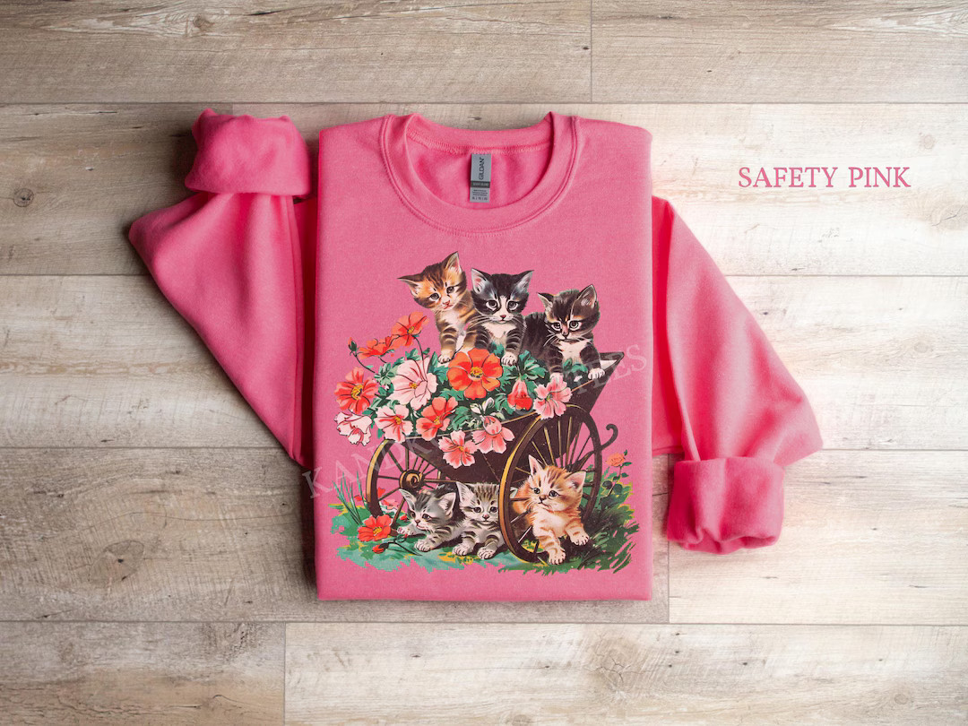 Cute Valentines Cat Sweatshirt, Valentines Day Sweater, Vintage 90s Cat Sweatshirt, Cat Lover Gif... | Etsy (US)