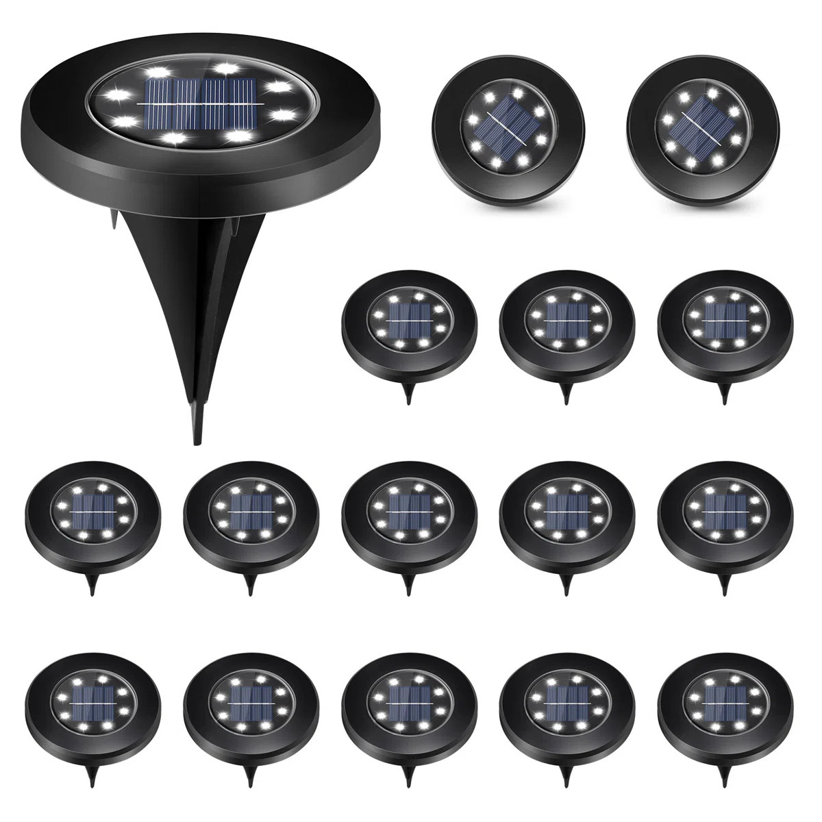 Solar Powered Integrated LED Metal Pathway Light Kit (Set of 16) | Wayfair North America
