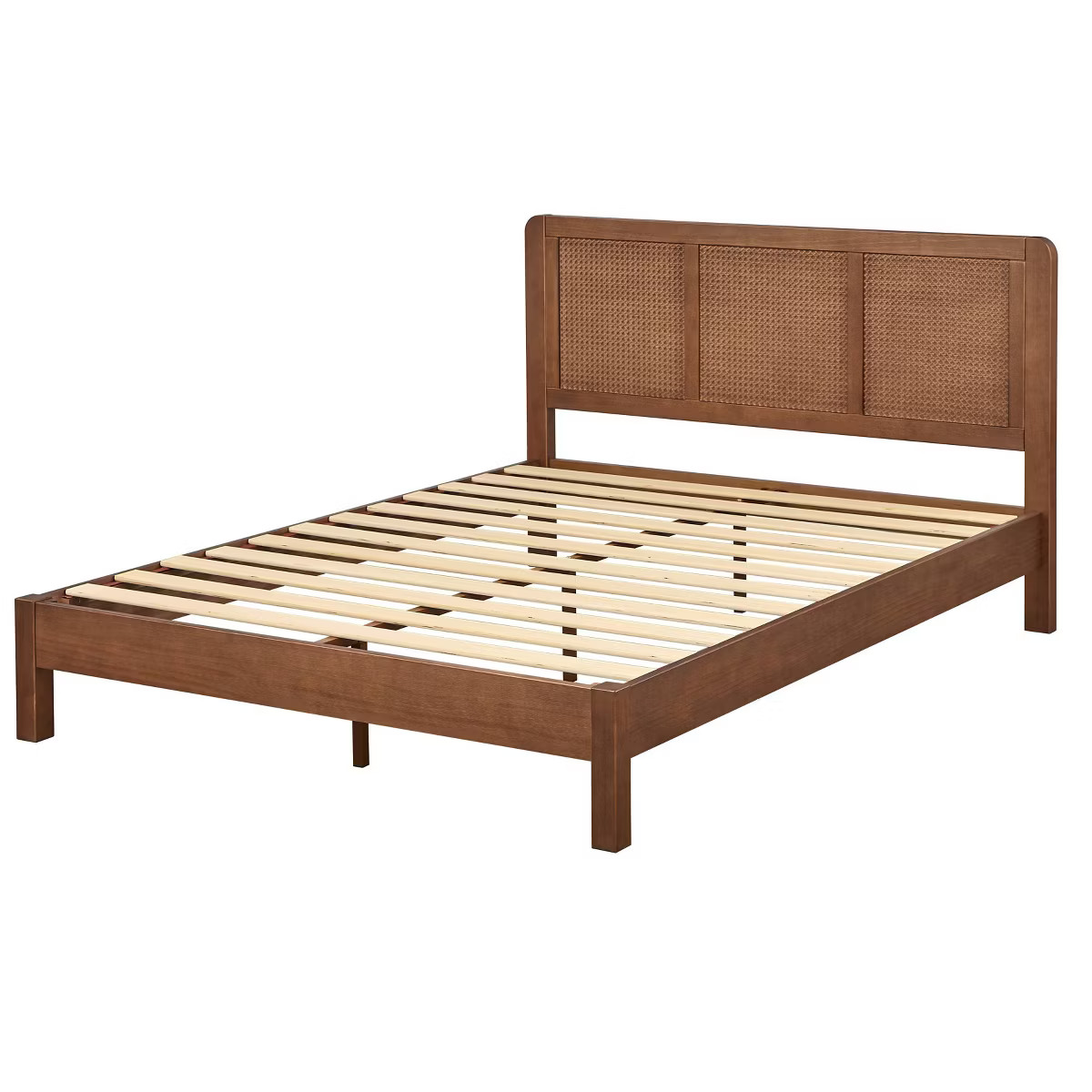 Queen Larkin Faux Rattan Panel Bed Walnut - Lifestorey | Target