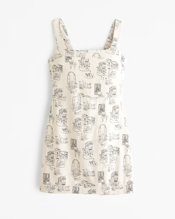 Linen-Blend Wide Strap Mini Dress | Abercrombie & Fitch (US)