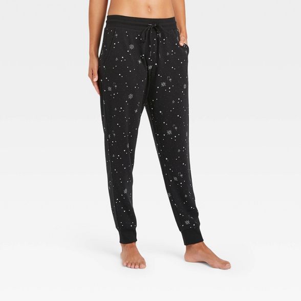 Women's Star Print Beautifully Soft Fleece Lounge Jogger Pants - Stars Above™ Black | Target