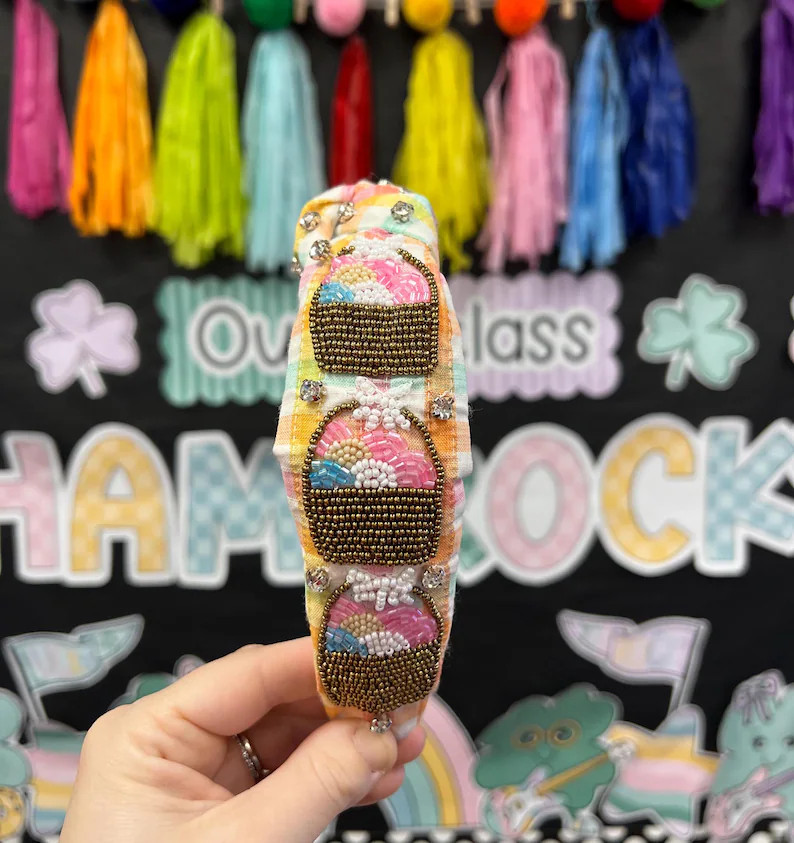 Easter Bunny Baskets Hand Beaded Headbands - Etsy | Etsy (US)