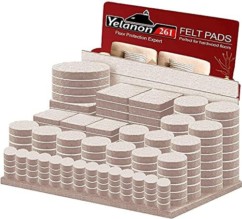 Felt Furniture Pads - 261 Pcs Furniture Pads Hardwoods Floors Self Adhesive, Cuttable Felt Chair ... | Amazon (US)