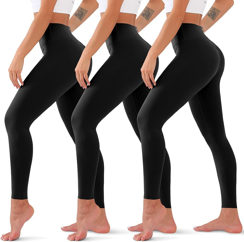 3 Pack High Waisted Leggings for Women No See Through Yoga Pants Tummy Control Leggings for Worko... | Amazon (US)