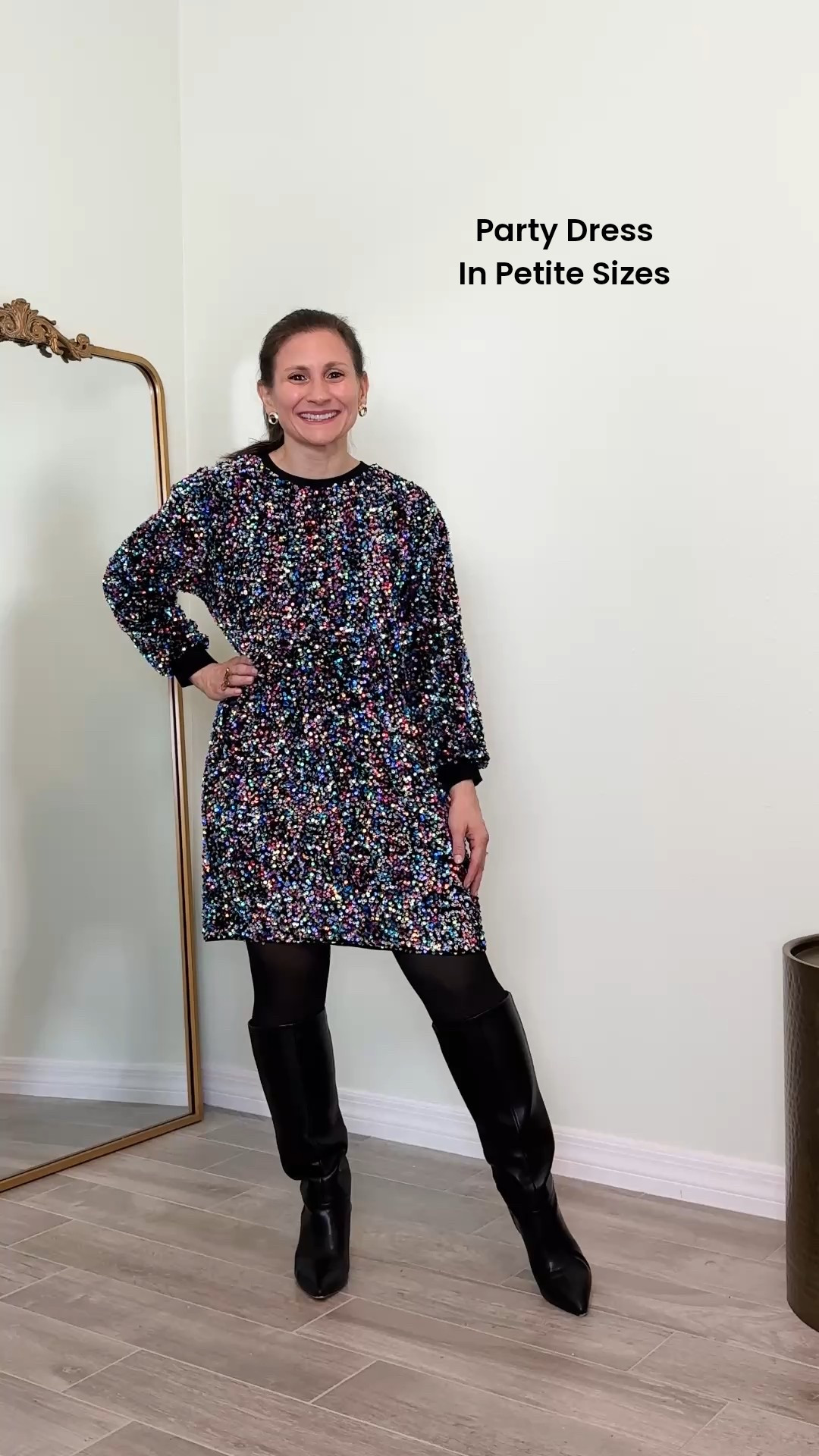 What I wore for less than one hour. I'm not much of a party person 😅 The most comfortable all sequin dress. It comes in petite sizes, wearing XSP. Minimal accessories since there's a lot of glam with the dress!

#LTKSeasonal #LTKOver40 #LTKPetite