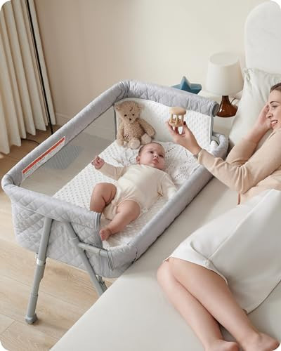 Bassinet Bedside Sleeper, Baby Crib for Newborn, Baby Bassinets Bedside Sleeper with 4 Auto-Lock ... | Amazon (US)