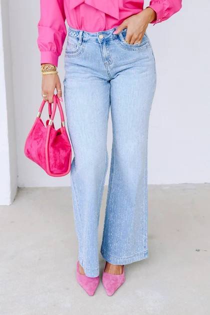 Be Bold Light Blue Mid Rise Wide Leg Jean | The Willow Tree