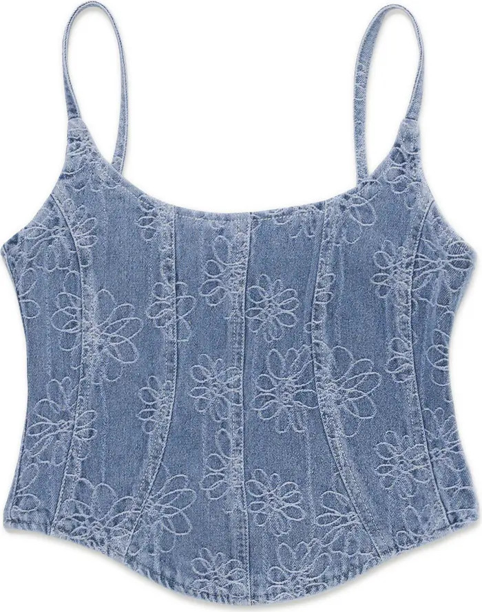 HONOR THE GIFT Embroidered Denim Corset | Nordstrom | Nordstrom