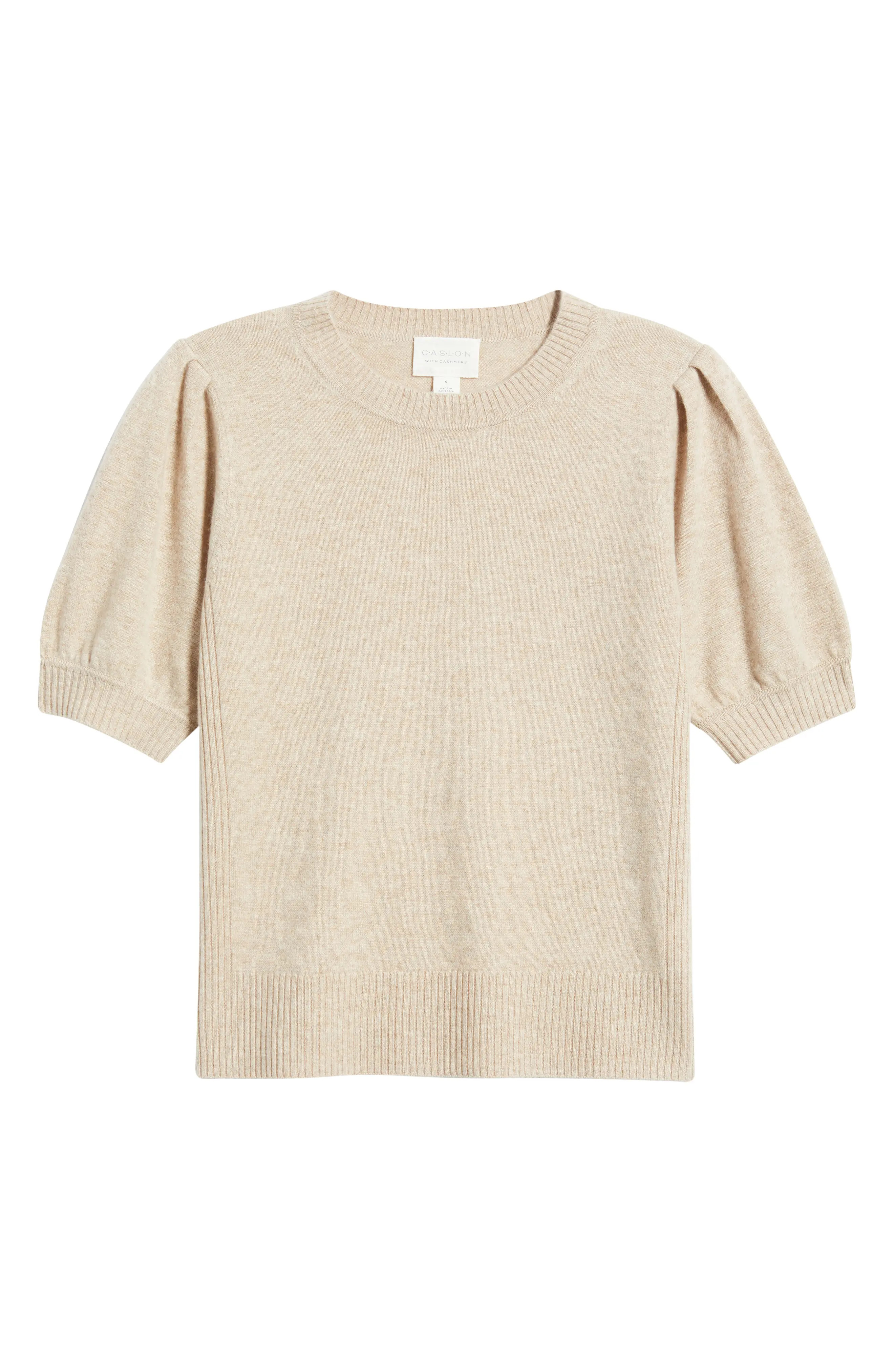 caslon(r) Puff Sleeve Wool & Cashmere Sweater in Olive Epsom at Nordstrom, Size X-Large | Nordstrom