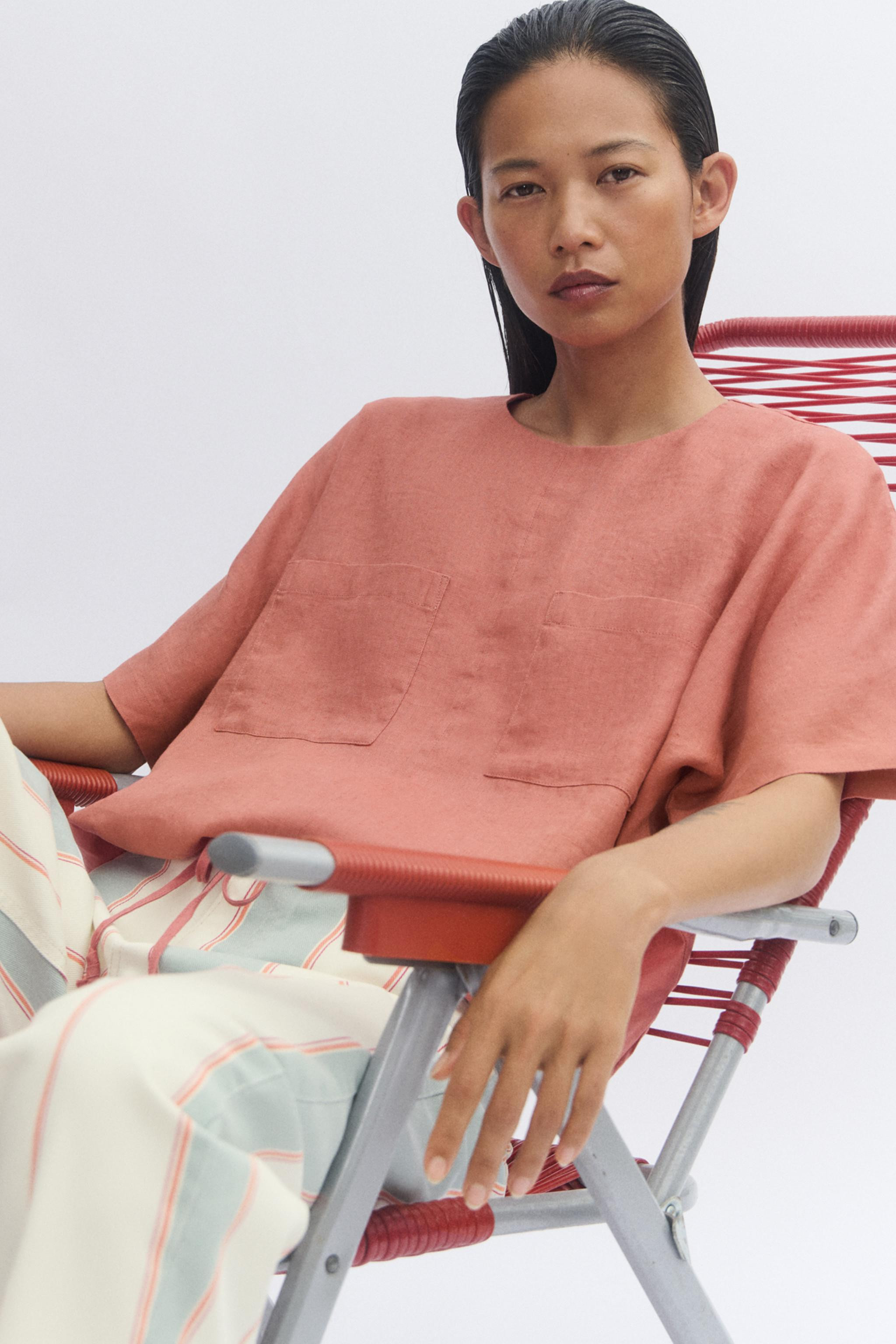 100% LINEN LACED TOP ZW COLLECTION | Zara US