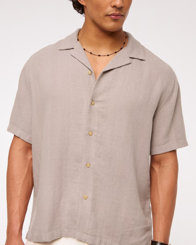 Men's Camp Collar Summer Linen-Blend Shirt | Men's New Arrivals | Abercrombie.com | Abercrombie & Fitch (US)