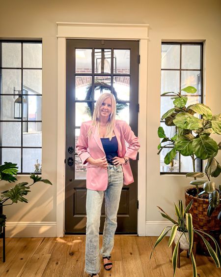 Outfit of the day! Love these flared jeans, black camisole, and pink blazer!



#LTKhome #LTKworkwear #LTKstyletip
