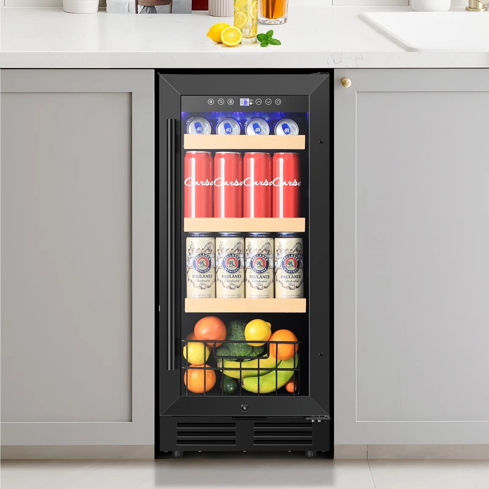 TITTLA Beverage Refrigerator with Glass Door,130 Cans 3.1 Cubic Feet Under Counter ,with Basket D... | Walmart (US)