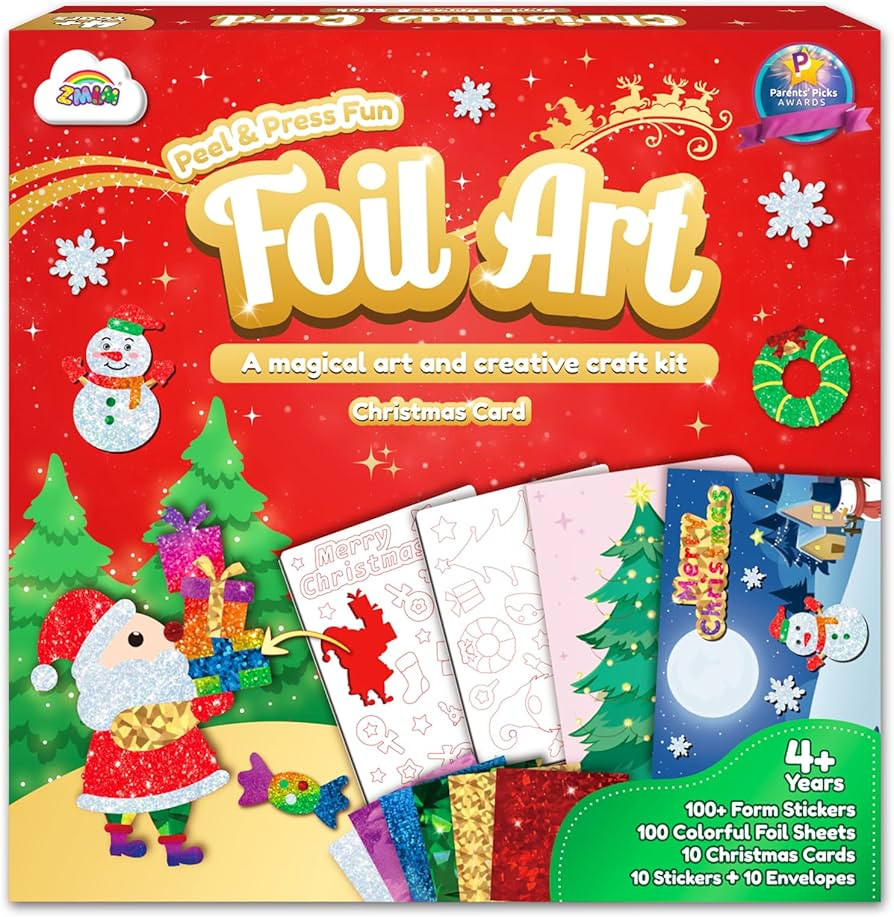 ZMLM Christmas Crafts Games for Kids - Foil Arts Fun Christmas Cards - No Mess Foil Art Creative ... | Amazon (US)