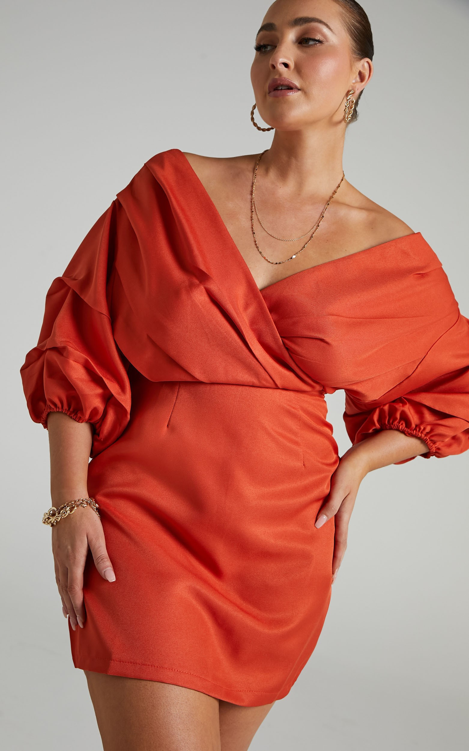 Anastasija Mini Off Shoulder Dress in Paprika | Showpo - deactived