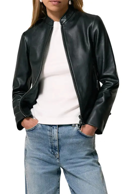 Reiss Allie Leather Jacket in Black at Nordstrom, Size 0 Us | Nordstrom