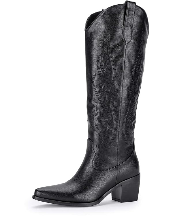 Pasuot Western Cowboy Boots for Women - Knee High Wide Calf Cowgirl Boots with Classic Embroidere... | Amazon (US)