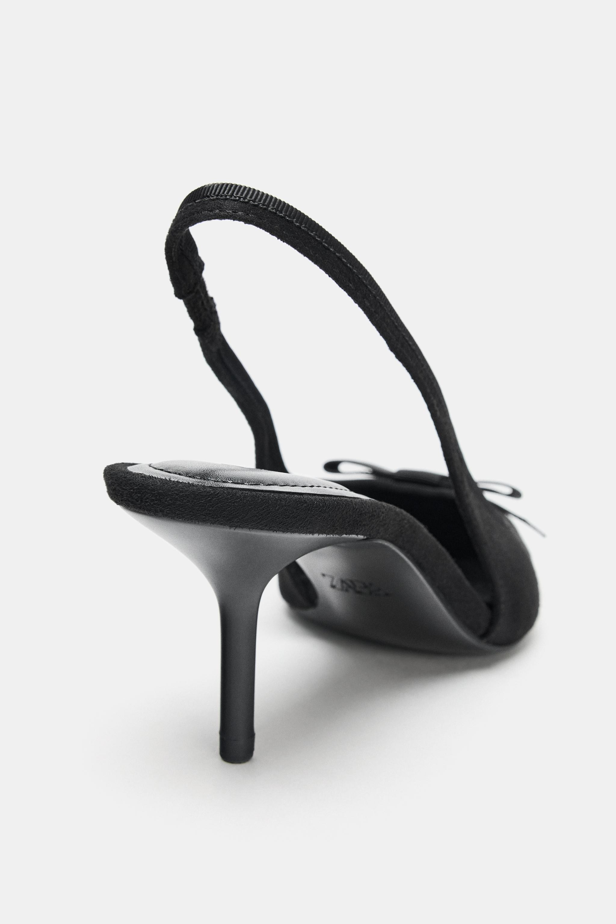 FABRIC SLINGBACK HEELS WITH BOW | Zara UK