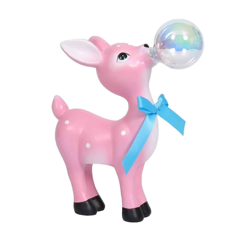 Reindeer Blowing Bubble Christmas Tabletop Decoration, Pink, 8.19", by Holiday Time | Walmart (US)
