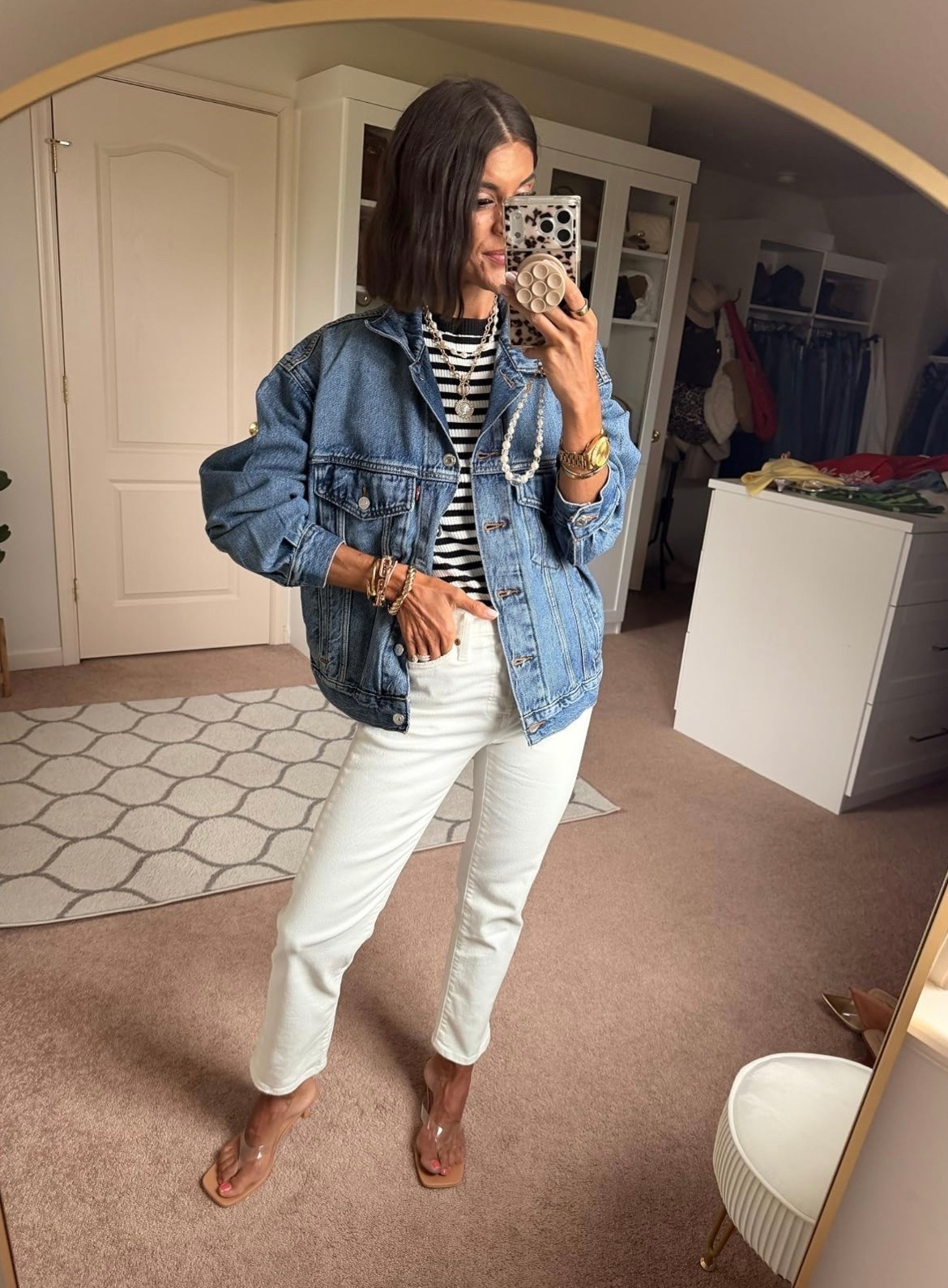 Love this denim jacket! Size small in jacket and tank, sized up one to a 26 in Levi jeans

#LTKdayinmylife #LTKgrwm #LTKmomlife