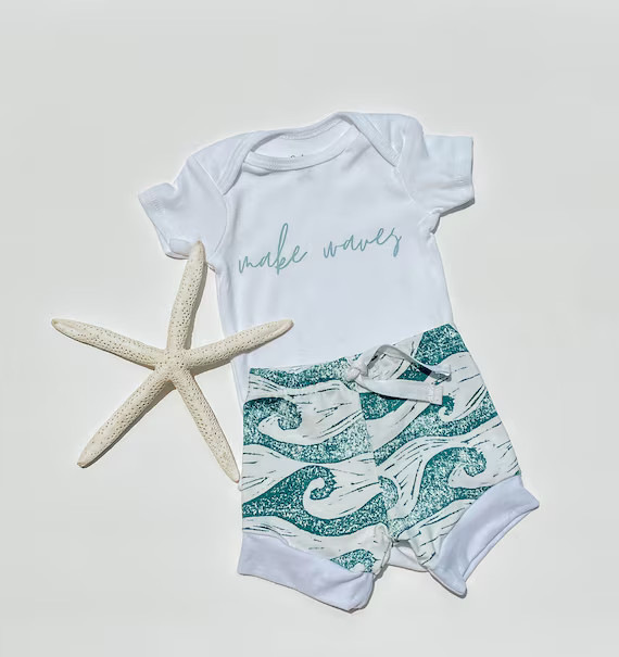 Make Waves Beach Onesie // Baby Gifts // Baby Shower Gifts // Baby Shower // Ocean Child // Baby ... | Etsy (US)