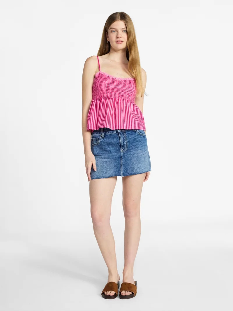 No Boundaries Cotton Smocked Baby Doll Tank Top, Women's XXS-XXXL | Walmart (US)