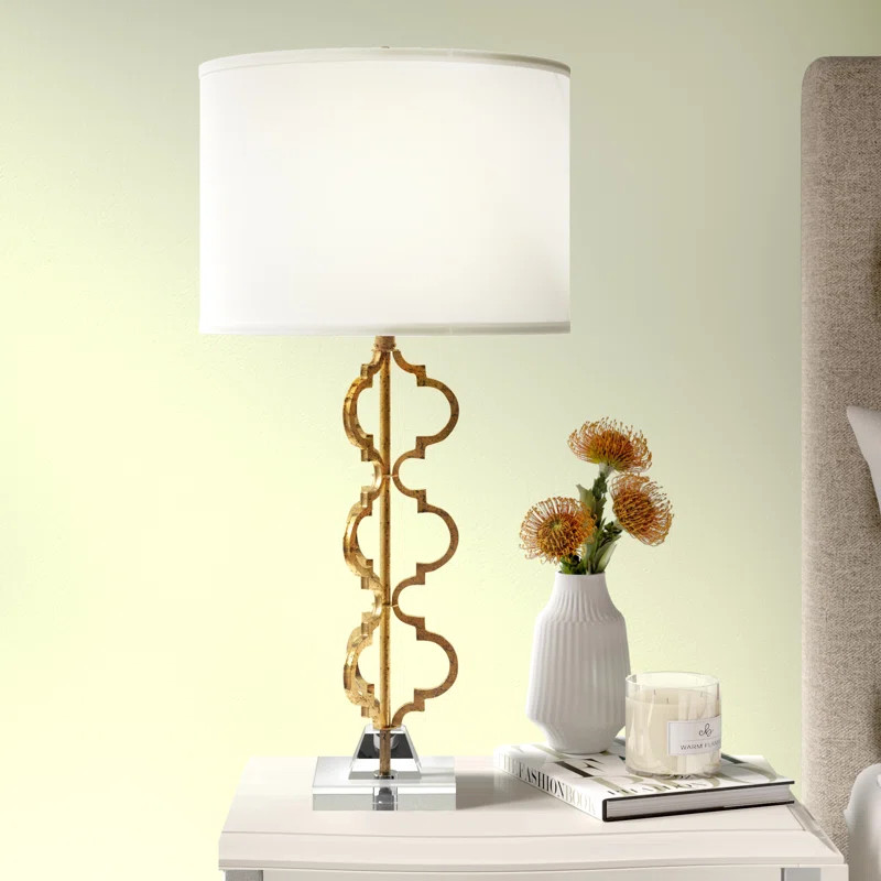 Silas 32" Gold/Clear/White Table Lamp | Wayfair North America