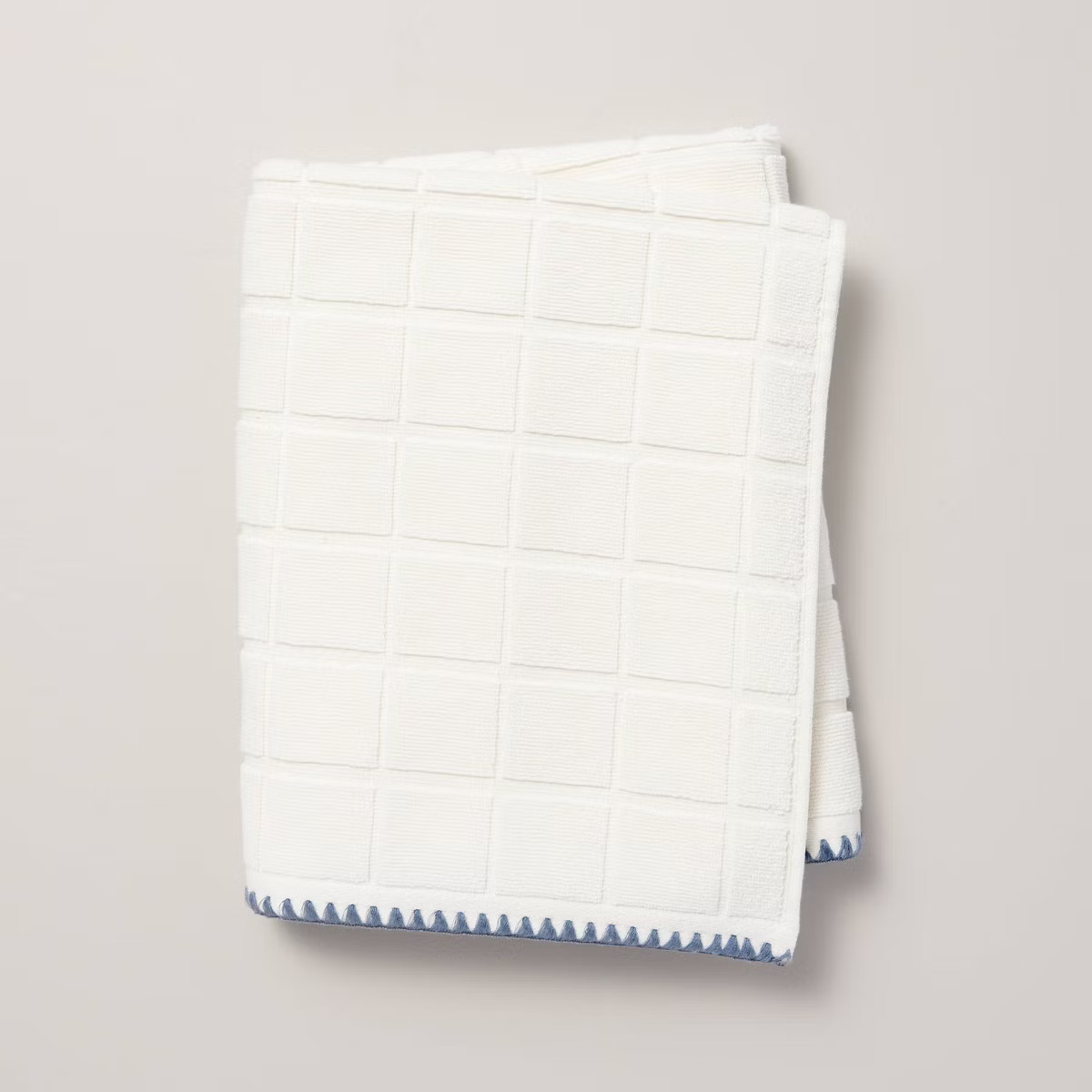 Grid Weave Terry Bath Towel Cream/Blue - Hearth & Hand™ with Magnolia | Target
