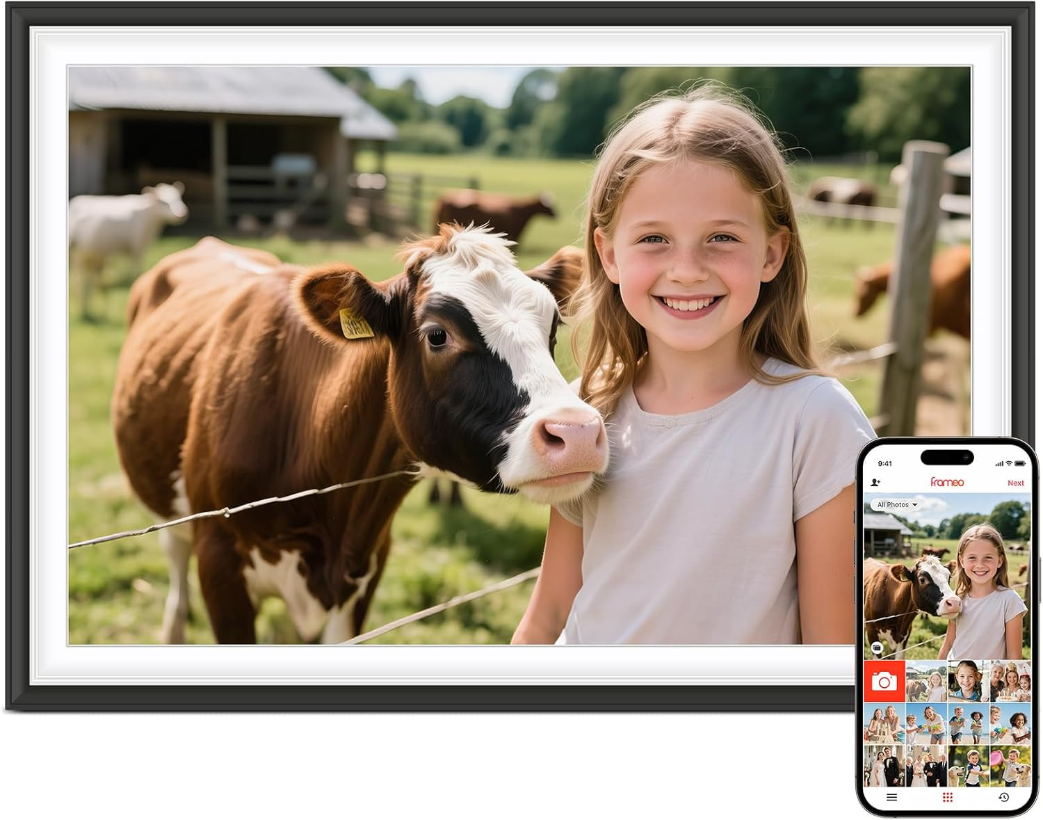 Frameo 10.1" Digital Picture Frame, Smart WiFi Digital Photo Frame with 1280x800 HD IPS Touch Scr... | Amazon (US)