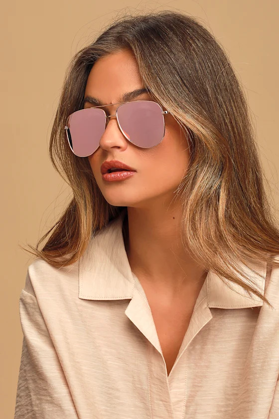 Frame of Reference Rose Gold Mirrored Aviator Sunglasses | Lulus (US)